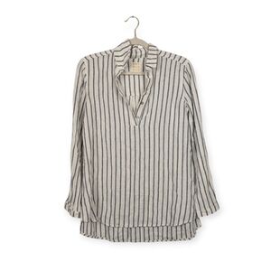Not Monday The Label Young Roadie Blouse S White Navy Stripe Quarter Button
